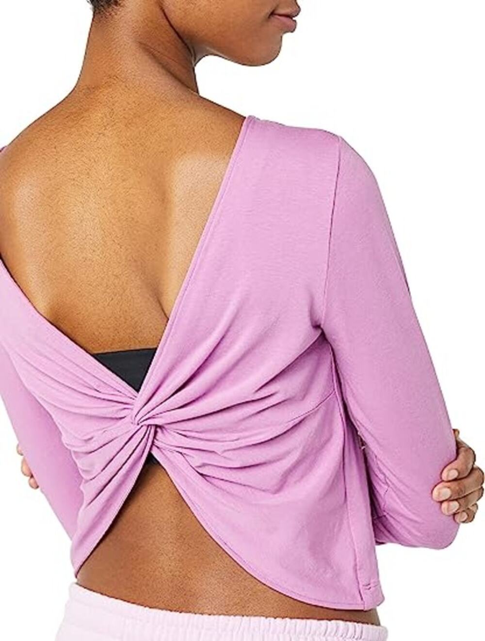 New Core 10 Women's Cotton Cropped Long Sleeve Yoga Shirt Purple Mauve Large
